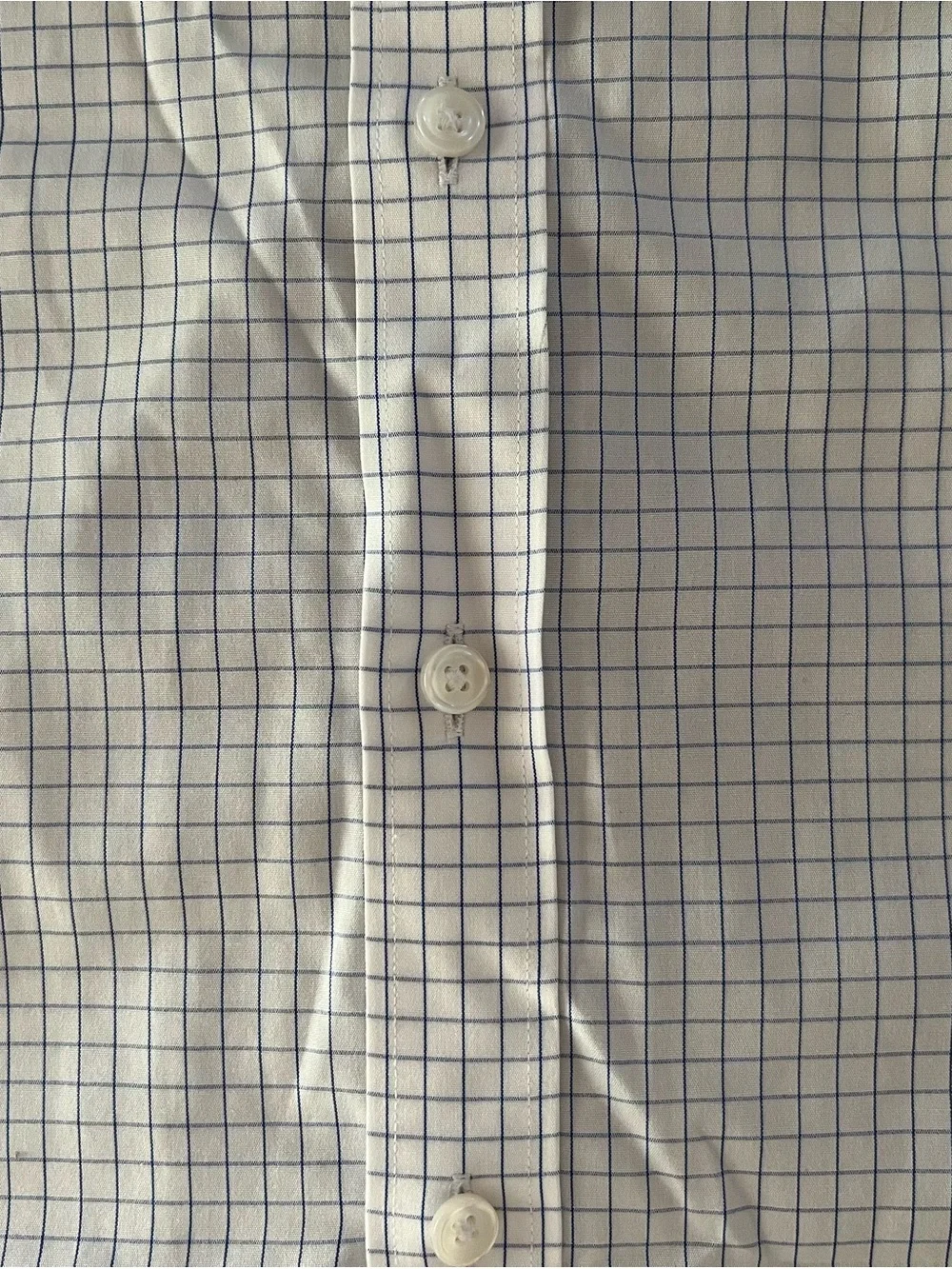 J. Crew Slim No Iron Men's White Checked Dress Shirt - Classic Button-Down Large